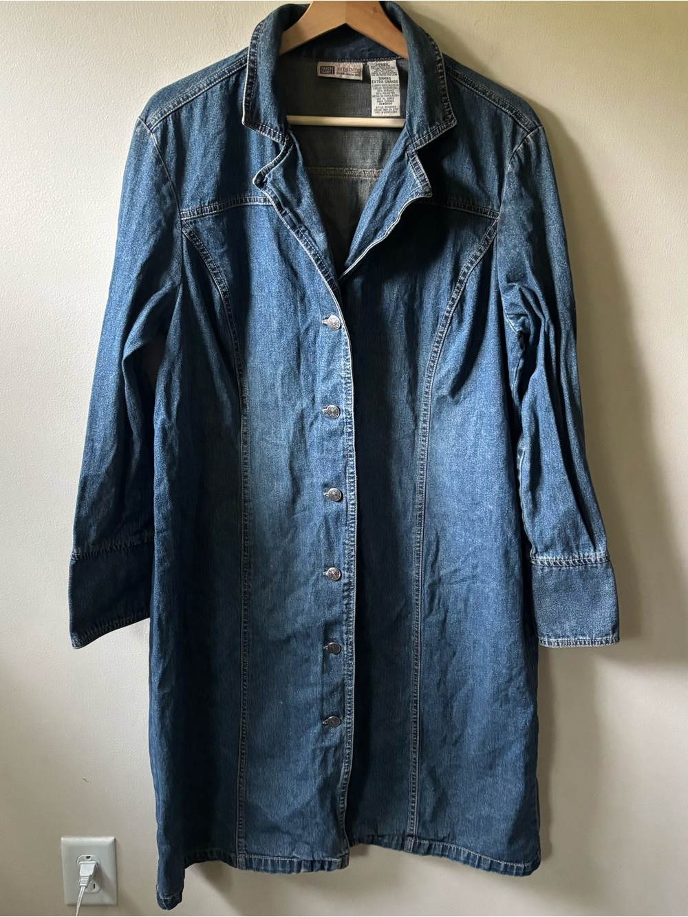 Faded Glory Button Up Denim Trench Coat